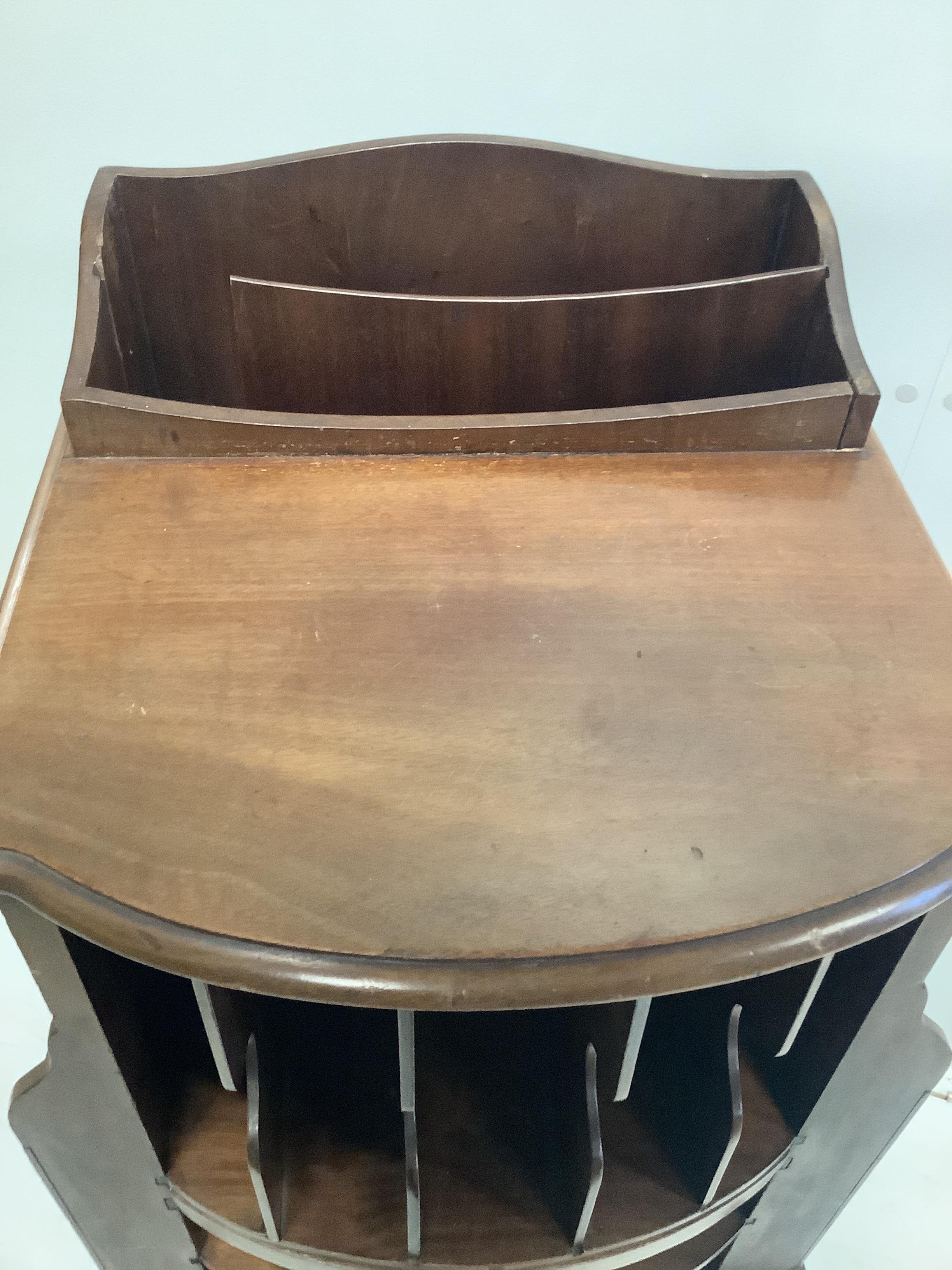 An Edwardian J C Vickery patent telegram cabinet, width 45cm, depth 26cm, height 114cm